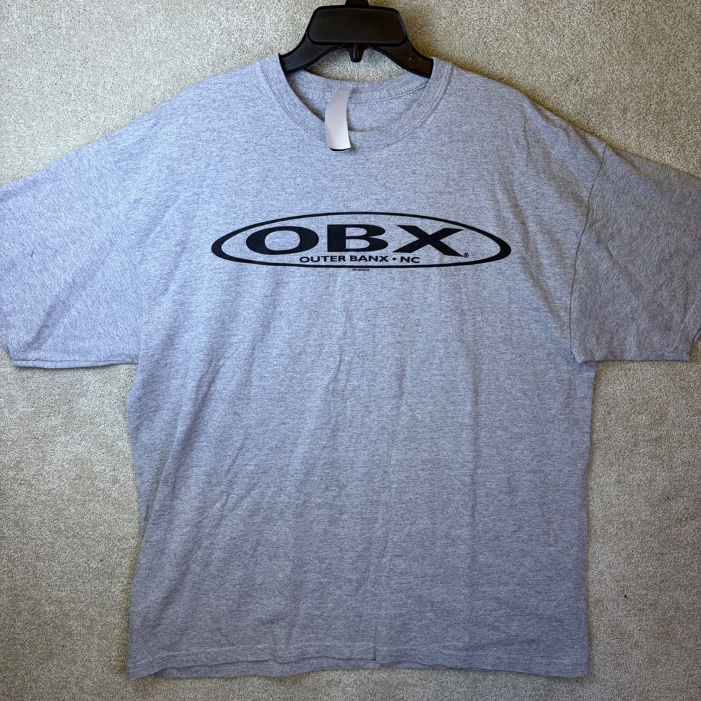 Vintage OBX Graphic T Shirt Mens XL Gray Outer Banks North Carolina Souvenir Tee